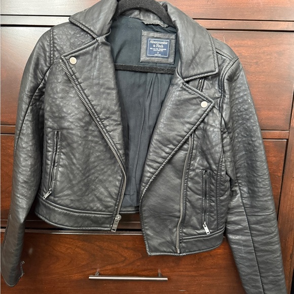 Abercrombie & Fitch Quilted Black Leather Jacket - Picture 1 of 3